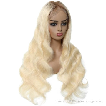 250 density super long 30 inch body wave glueless curly ombre 613 blonde human hair full lace wig